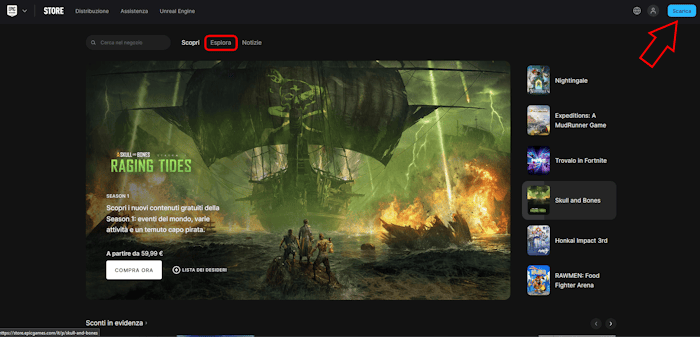 Epic Games Store home page