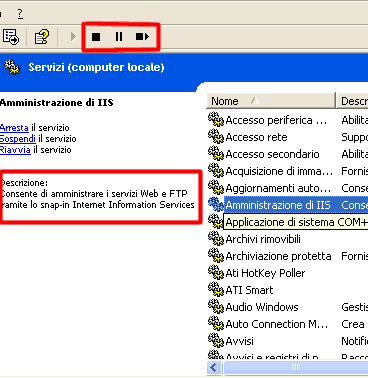 Servizi Windows 2000 / XP elenco