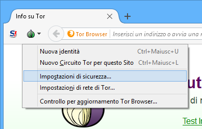 TOR Browser impostazioni sicurezza