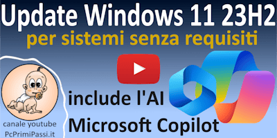 Aggiornamento Windows11 23H2 su computer senza i requisiti minimi
