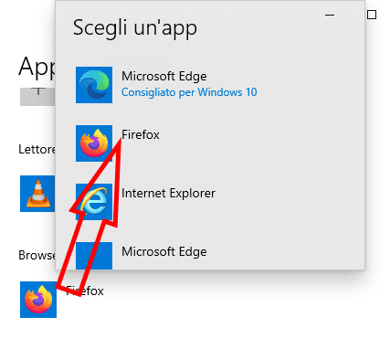 cambio App predefinite windows 10