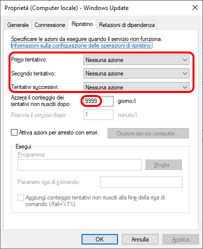Windows 10 update riattivazione servizio windows update