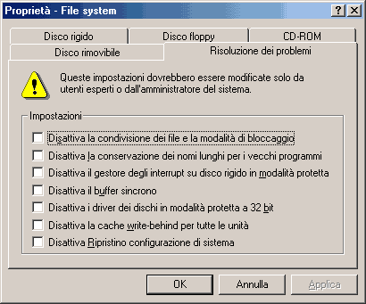 opzioni file system